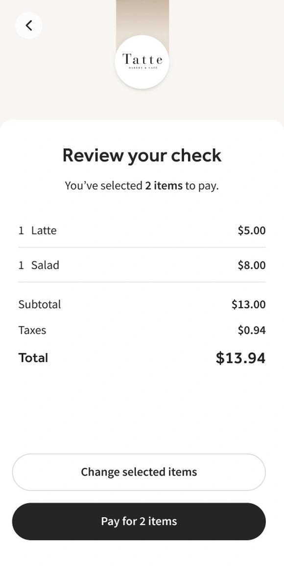 Review and pay your check